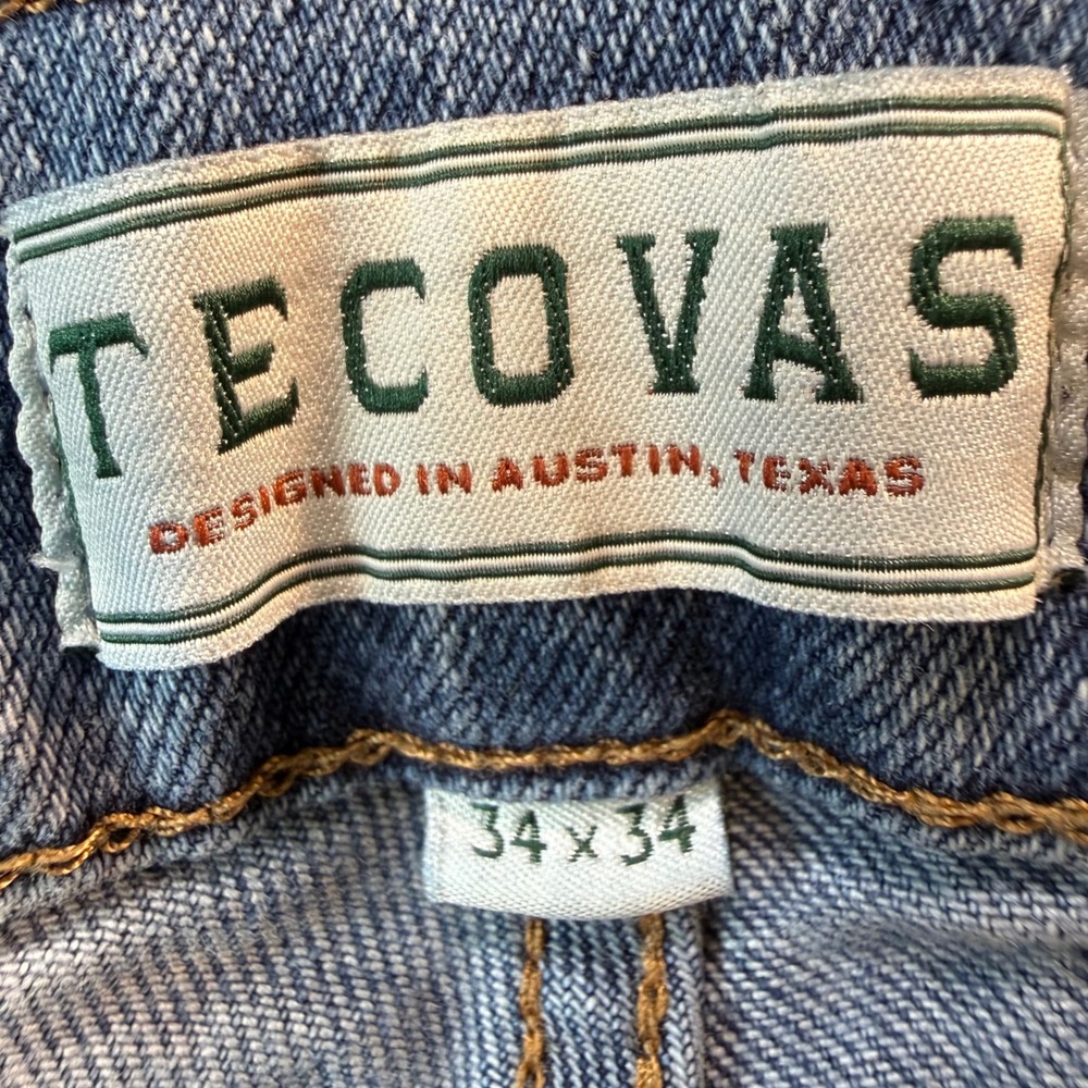 Tecovas Mens Slim Fit Medium Wash Blue Denim Jeans 34x34 Austin Texas - Picture 5 of 7
